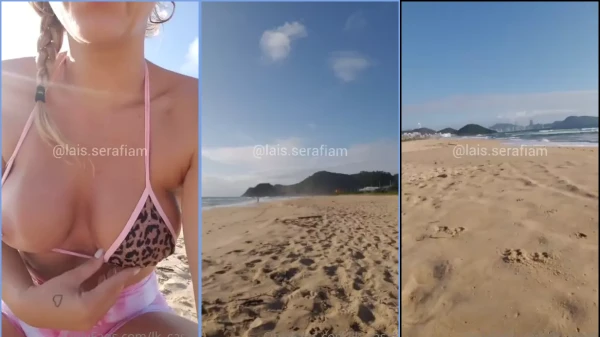 Exhibición de lais en video que muestra los senos en la playa